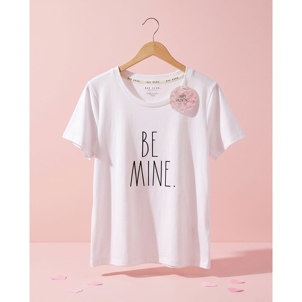 Rae‎ Dunn Be Mine Valentine White Graphic Tee Shirt 1X WX1411X-867-NPA NWT